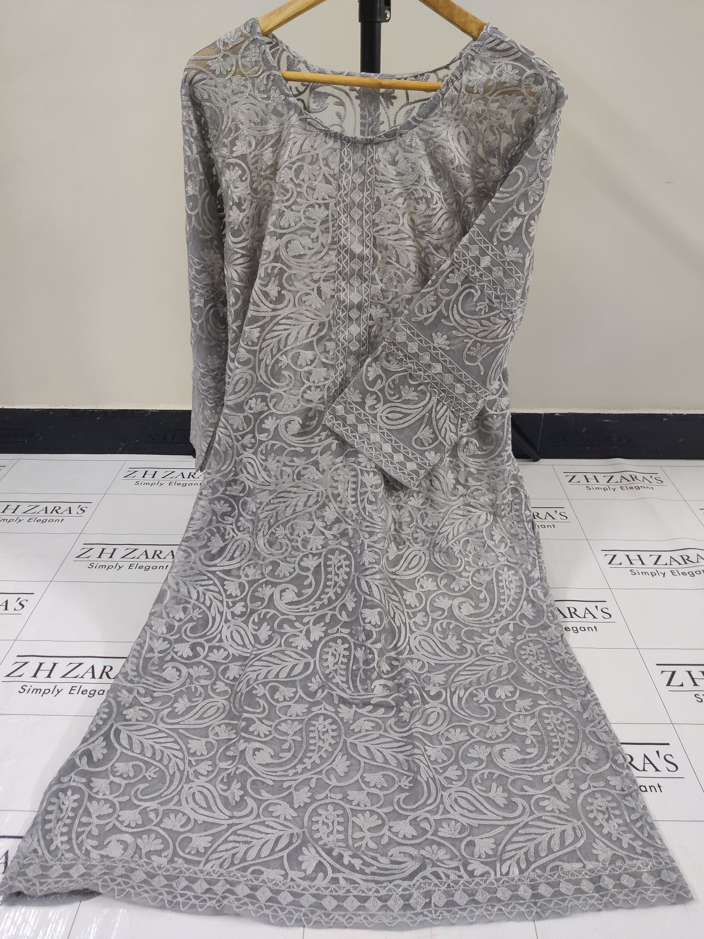 Grey Grey Jaal Stitched 2pc