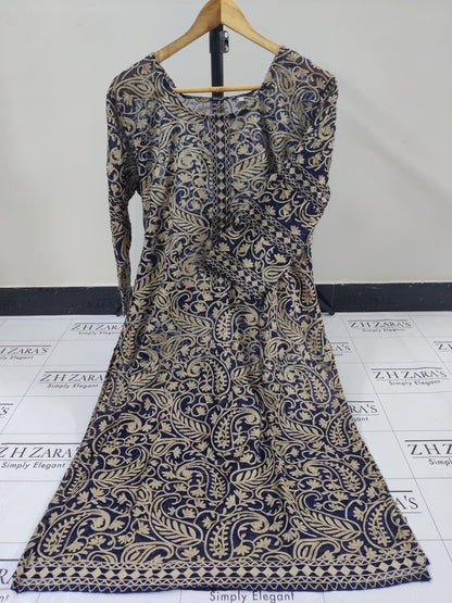 Navy Blue Jaal Stitched 2pc
