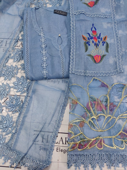 Ocean Blue Heavy duppatta 3pc