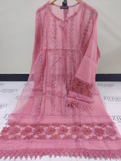 Tea Pink Heavy duppatta 3pc