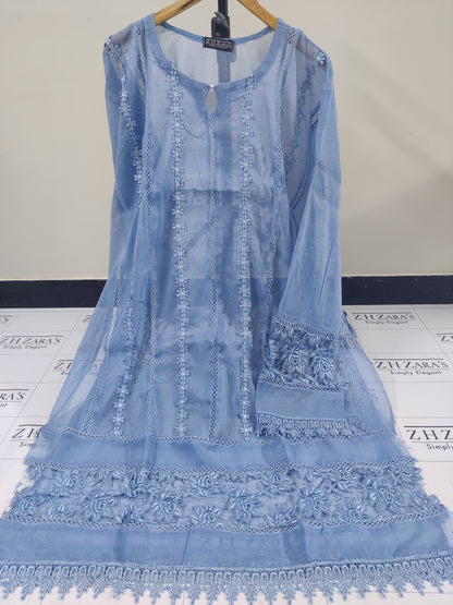 Ocean Blue Heavy duppatta 3pc
