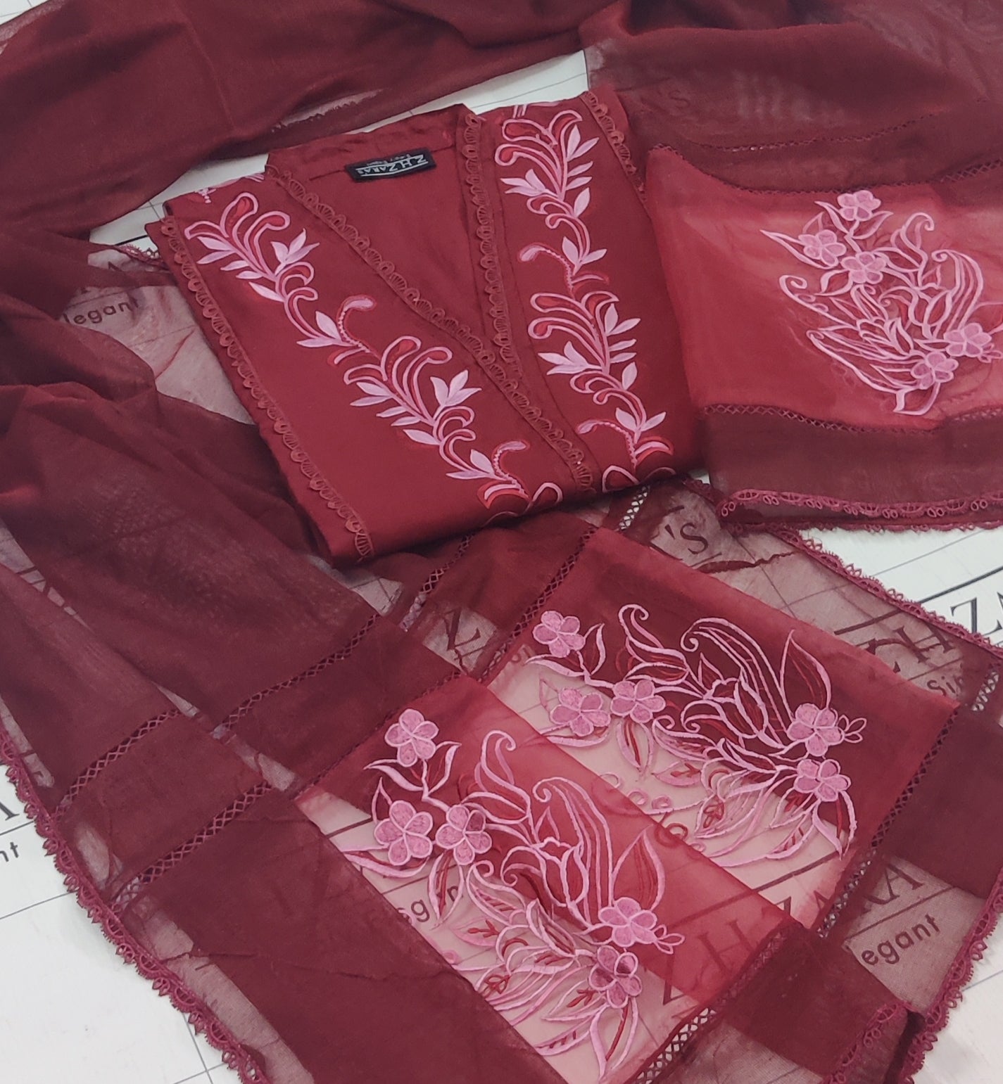 Maroon Jasmine 3pc