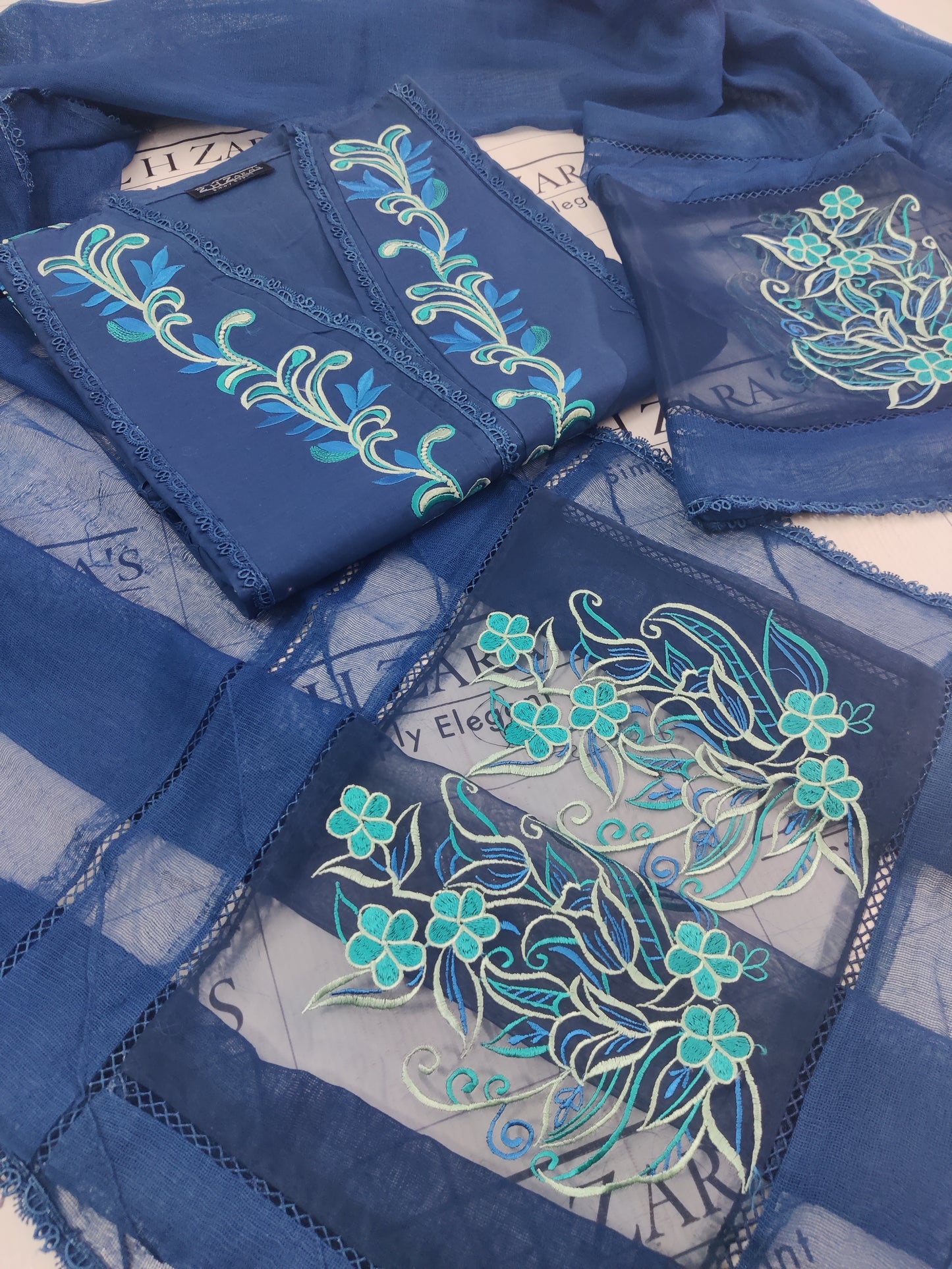 Peacock Blue Jasmine 3pc
