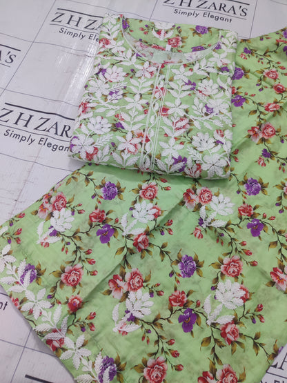 Apple Green EMB Co-Ord Set Stitched