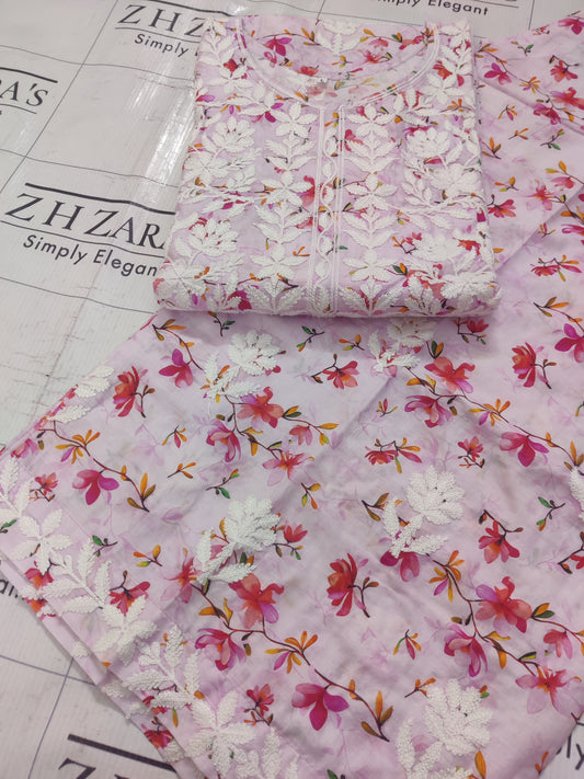 Soft Pink EMB Co-Ord Set Stitched