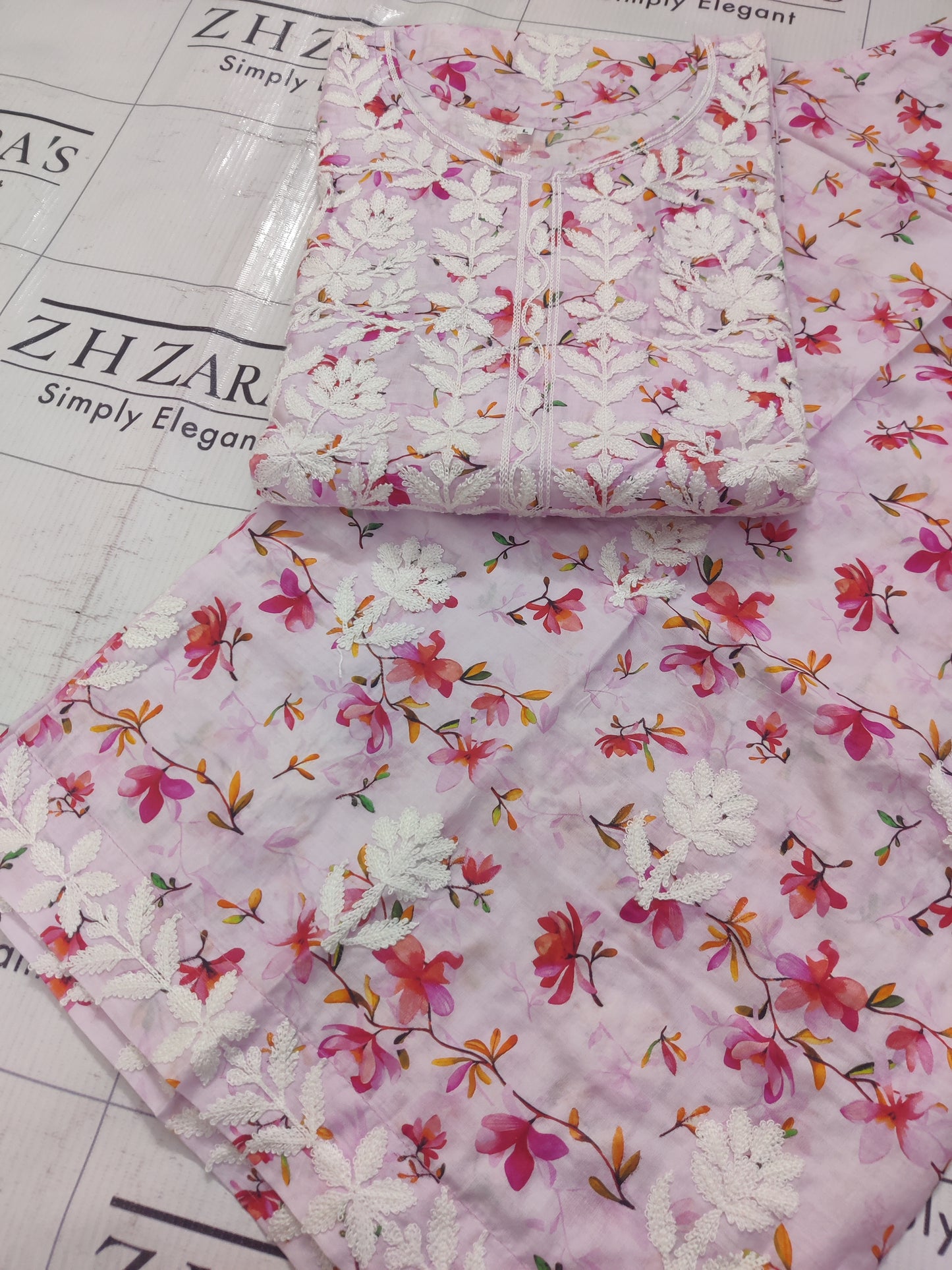 Soft Pink EMB Co-Ord Set Stitched