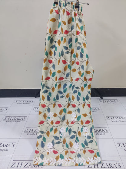 Cream Foan EMB Co-Ord Set Stitched