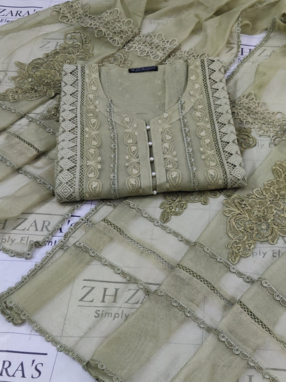 Olive Mint Green Zoha 2pc