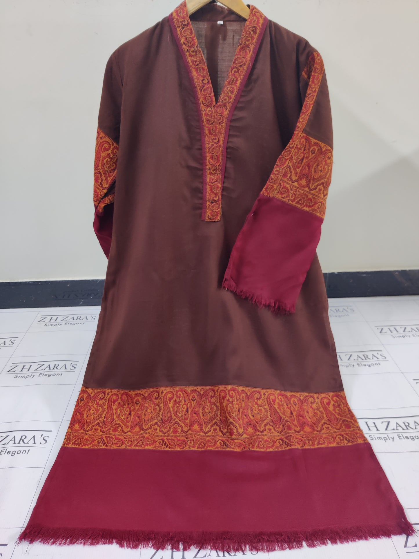 Brown Kani Shirt Stitched