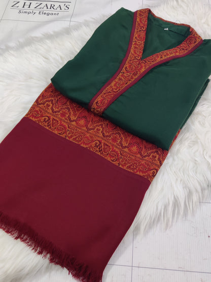Bottle Green Kani Shirt Stitched