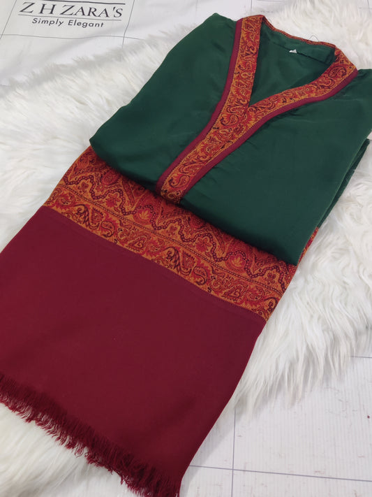 Bottle Green Kani Shirt Stitched