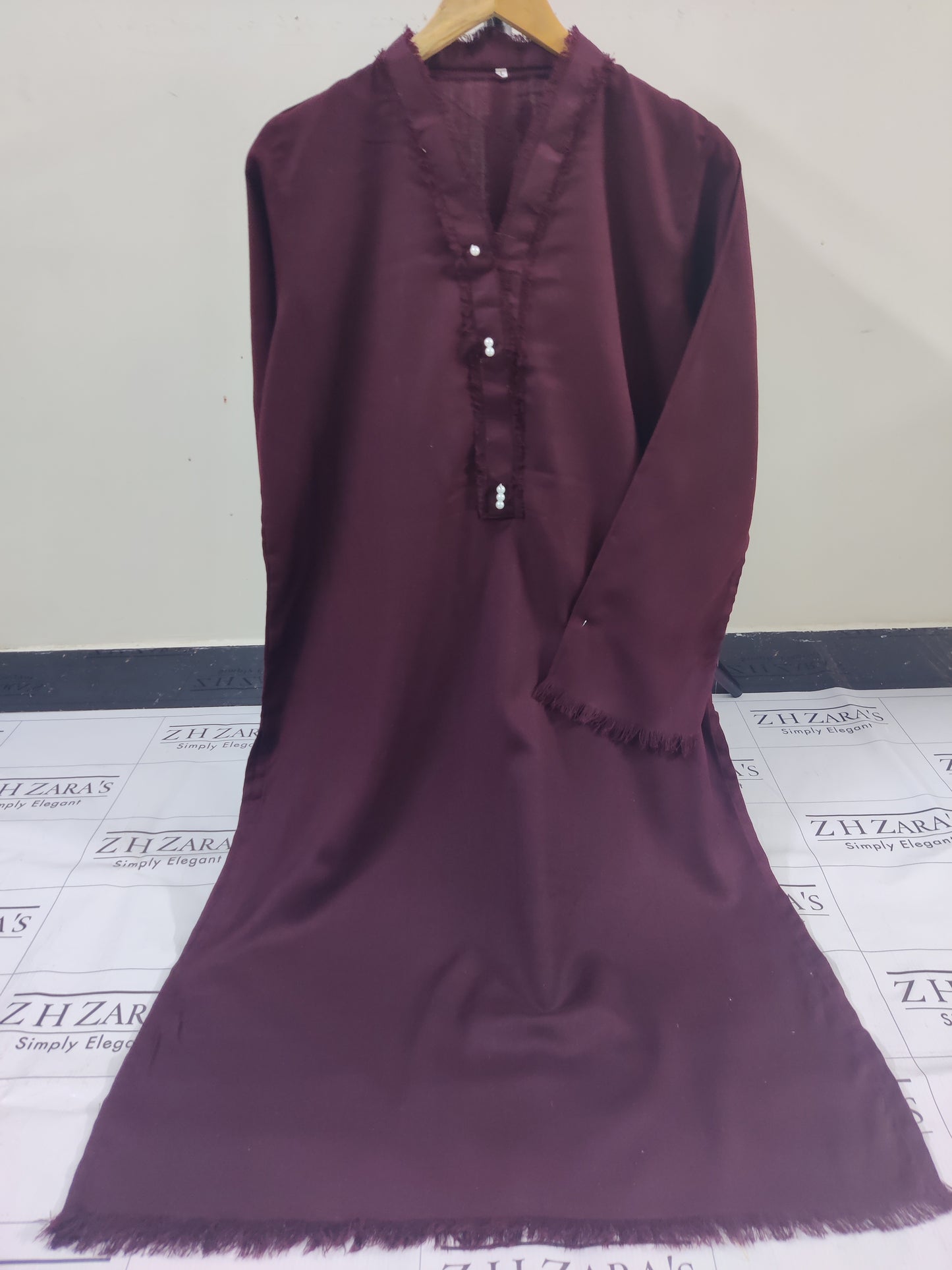 Deep Maroon Pashmina 2pc Stitched