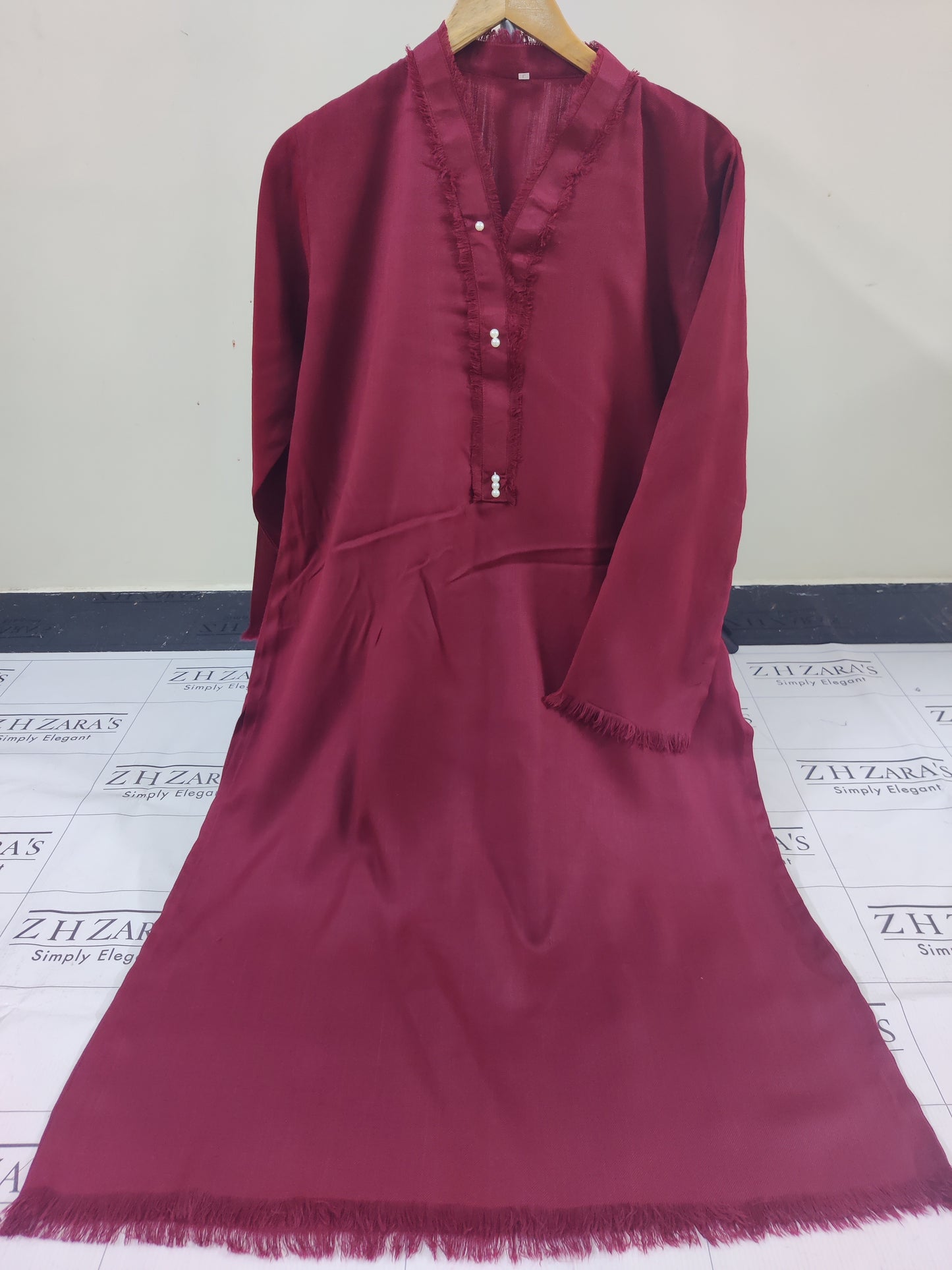 Maroon Pashmina 2pc Stitched
