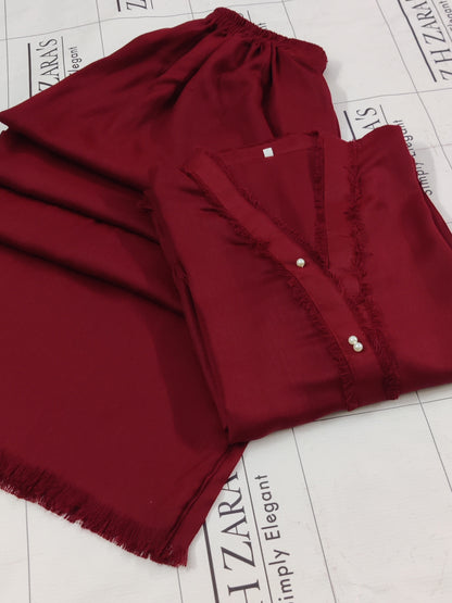 Maroon Pashmina 2pc Stitched