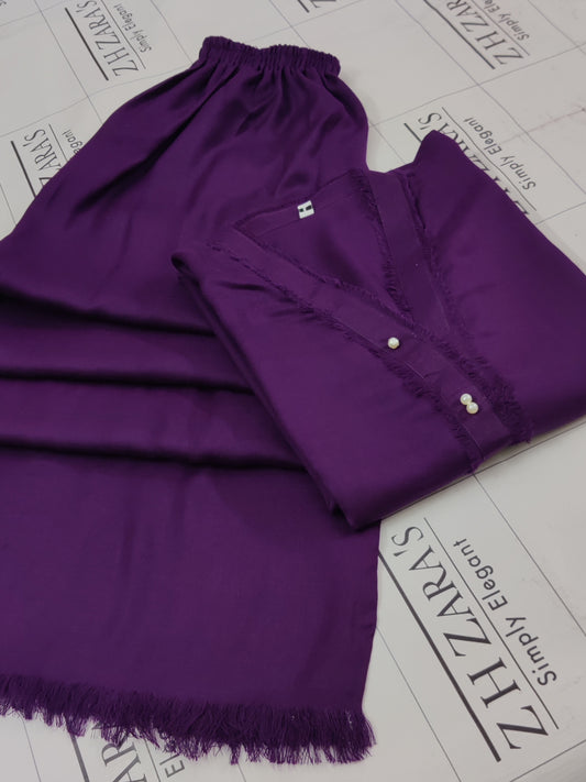 Purple Pashmina 2pc Stitched
