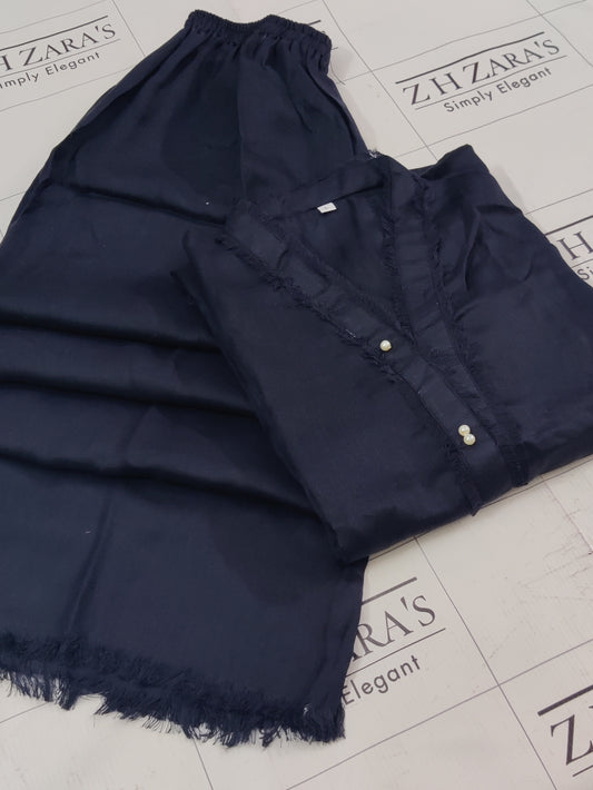 Navy Blue Pashmina 2pc Stitched