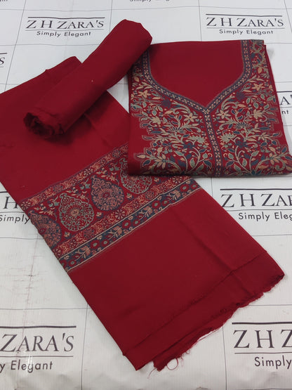 Maroon Green Kani Pashmina 3pc