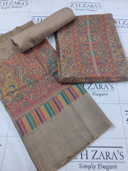 Camel Coffee Full Kani Pashmina 3pc