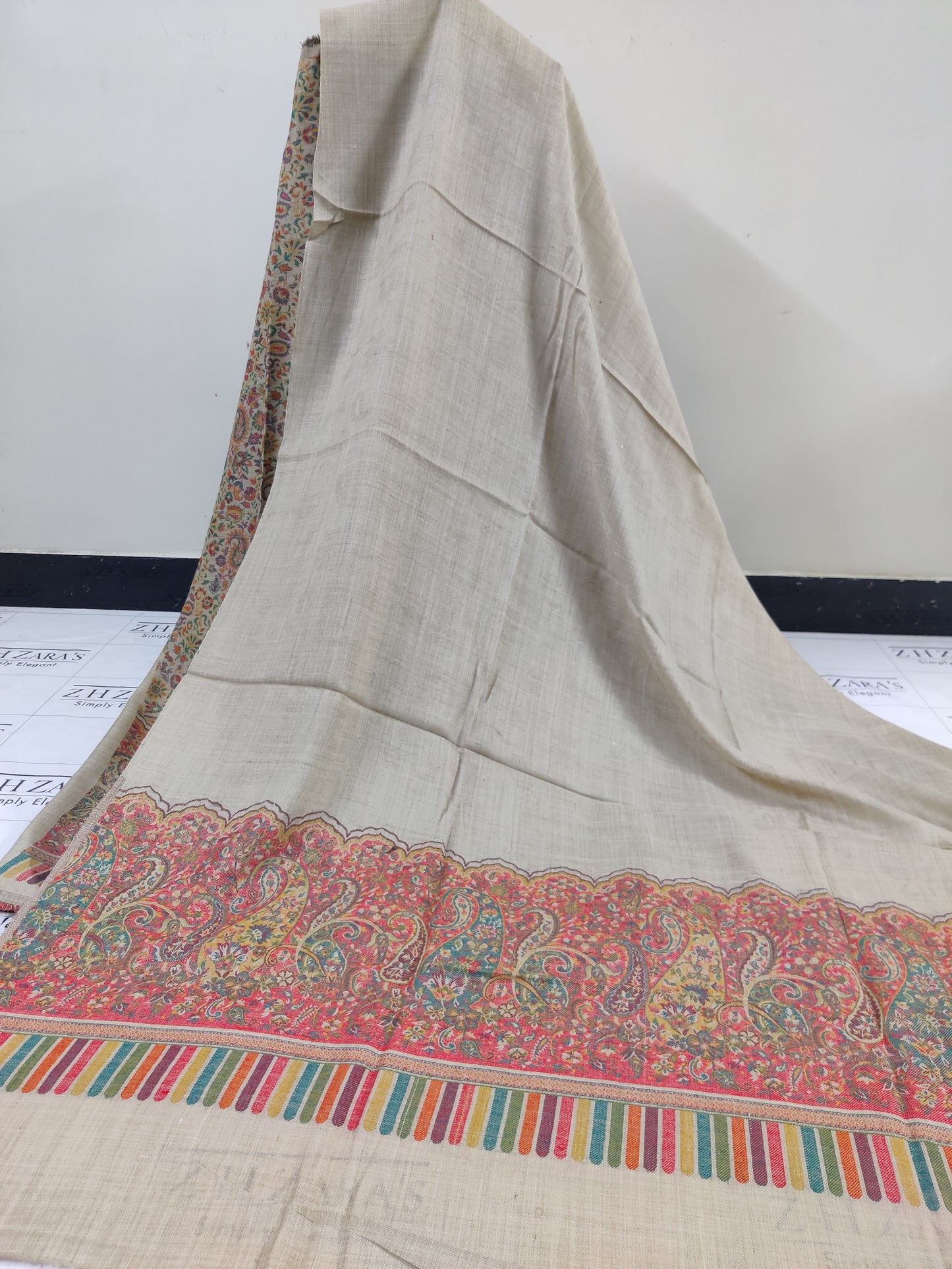 Coffee Beige Full Kani Pashmina 3pc