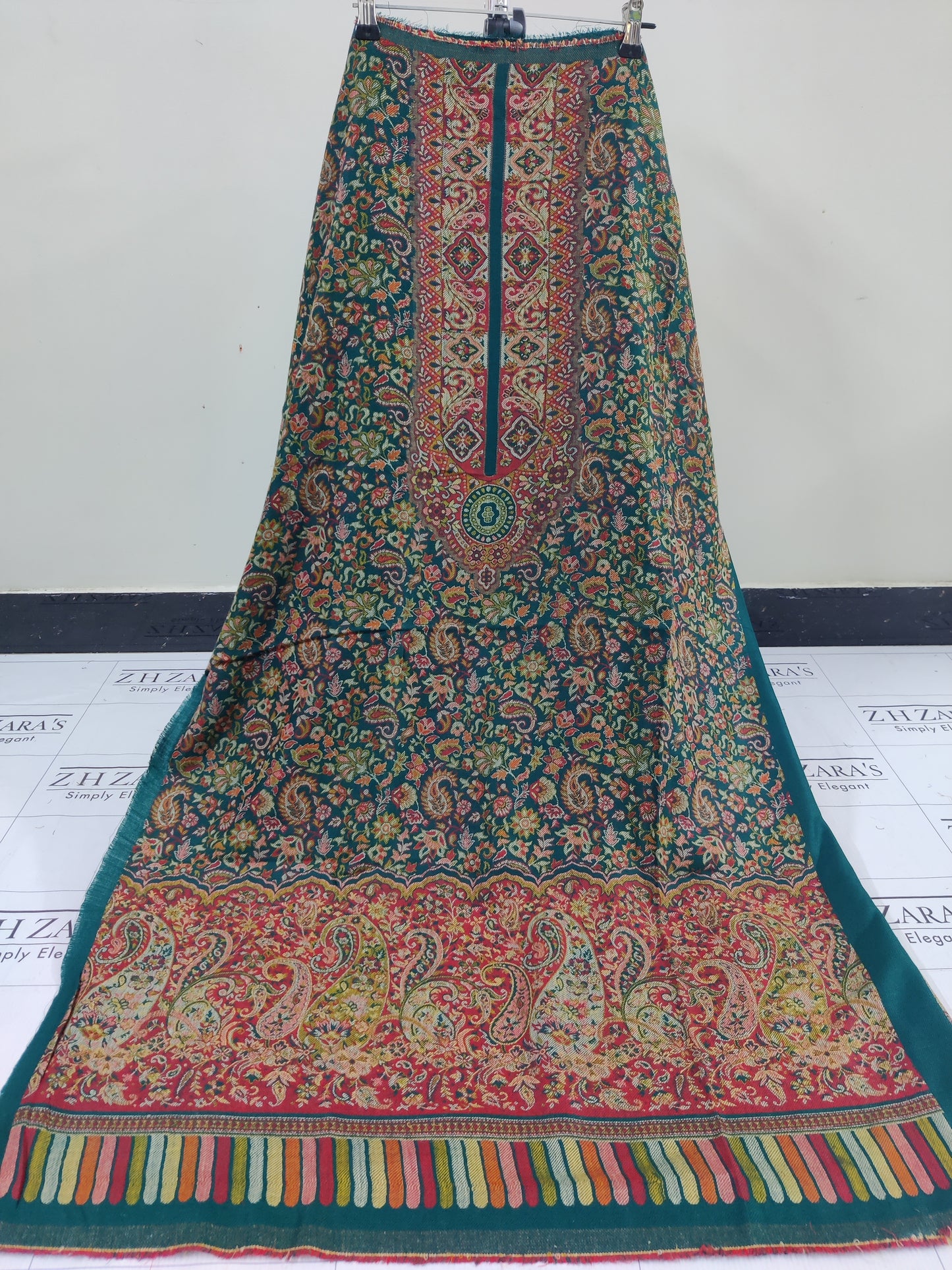 Peacock Green Full Kani Pashmina 3pc