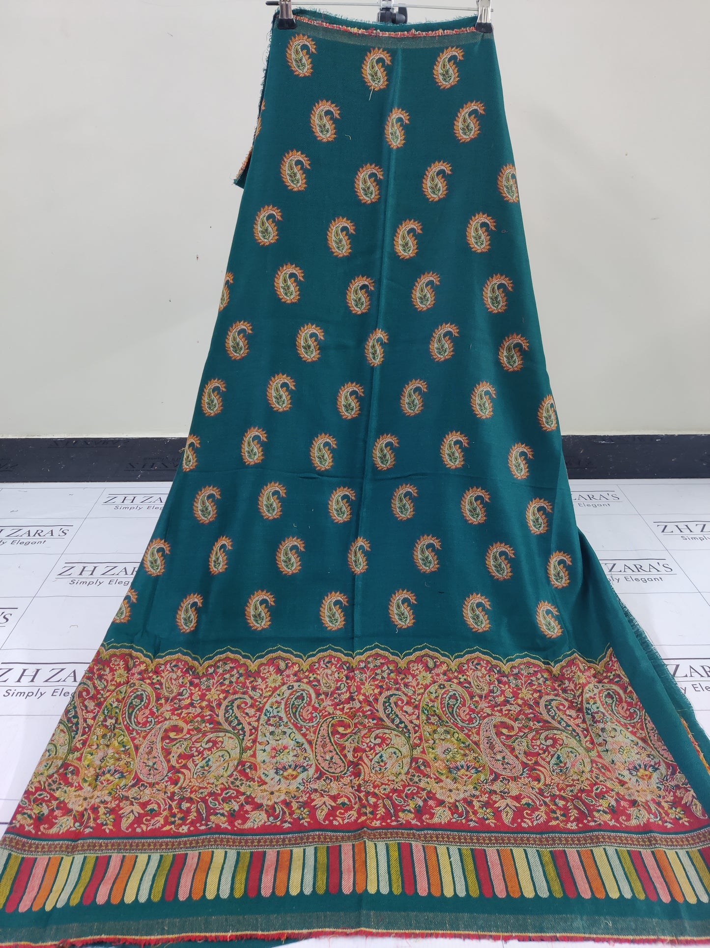 Peacock Green Full Kani Pashmina 3pc