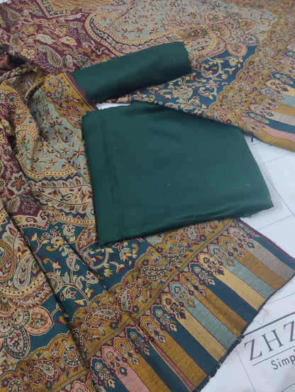 Kairi Bottle Green Kani Pashmina 3pc