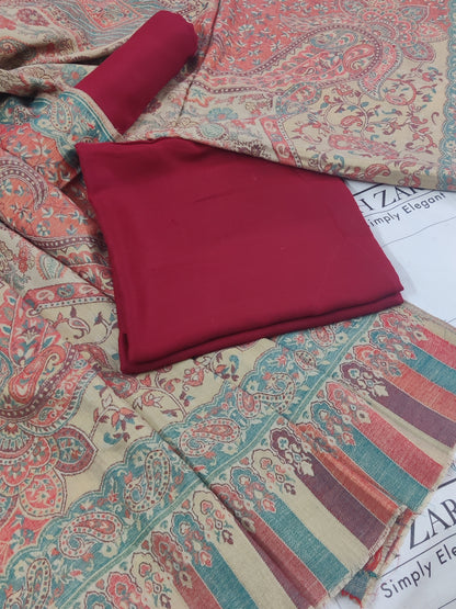 Kairi Ruby Red Kani Pashmina 3pc