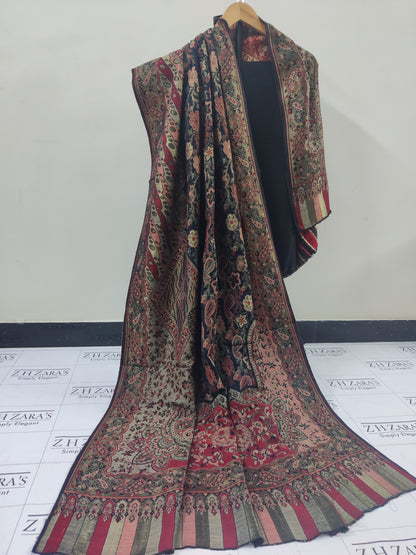 Kairi Black Red Kani Pashmina 3pc