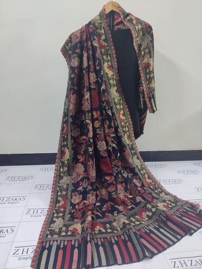 Kairi Black Red Kani Pashmina 3pc