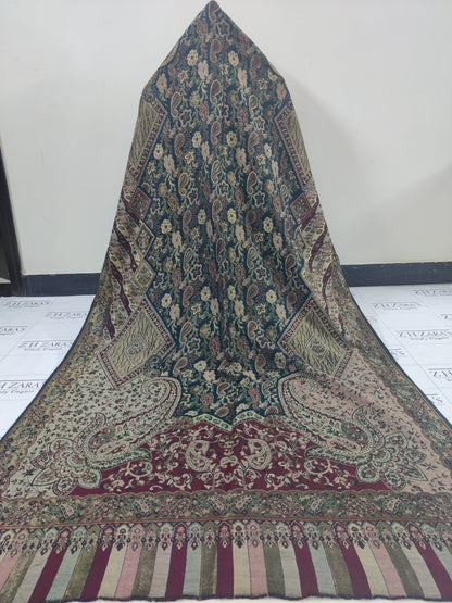 Kairi Maroon Kani Pashmina 3pc