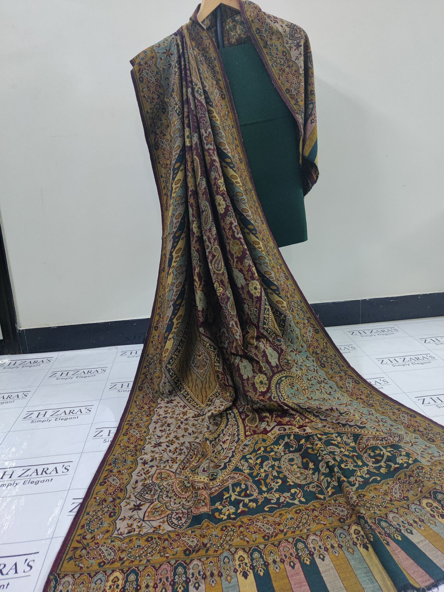 Kairi Bottle Green Kani Pashmina 3pc