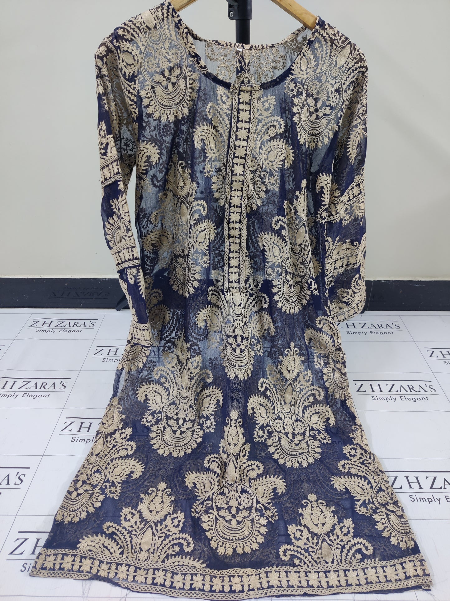 Navy Blue Foan Stitched 2pc