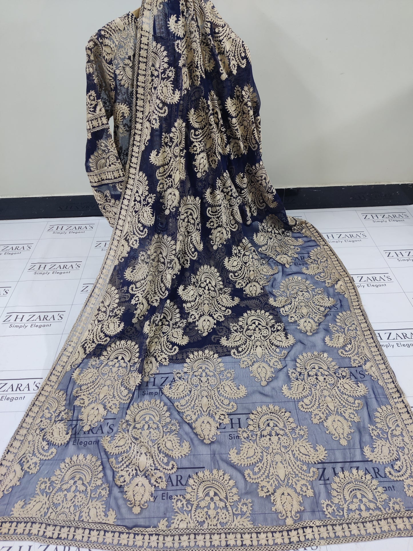 Navy Blue Foan Stitched 2pc