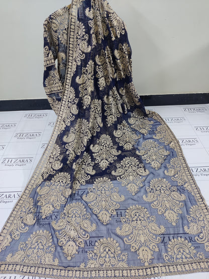 Navy Blue Foan Stitched 2pc