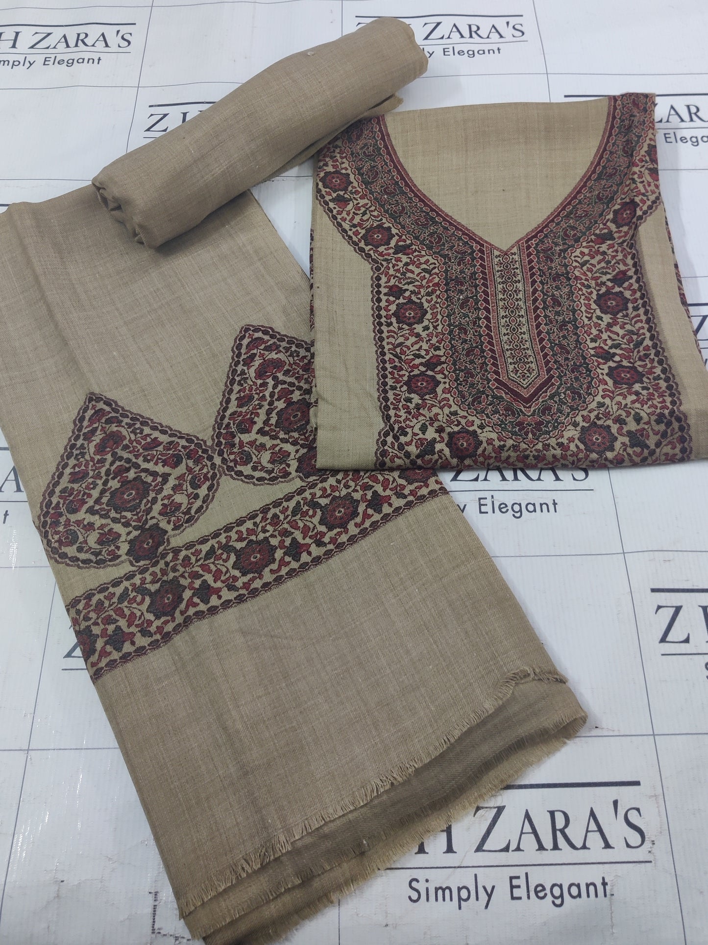 Coffee Gala Kani Pashmina 3pc