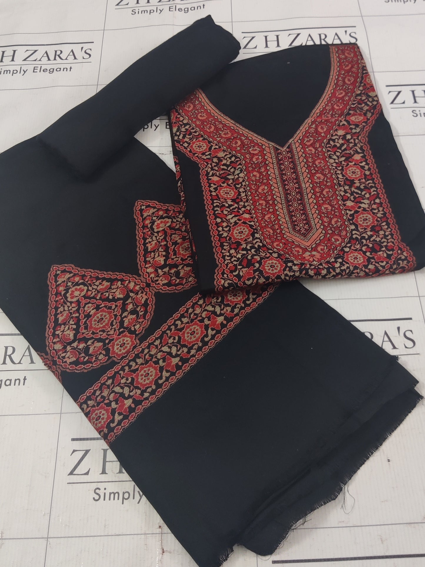 Black Gala Kani Pashmina 3pc