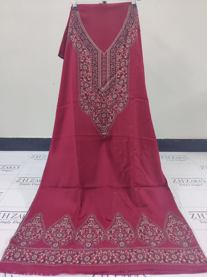 Maroon Gala Kani Pashmina 3pc