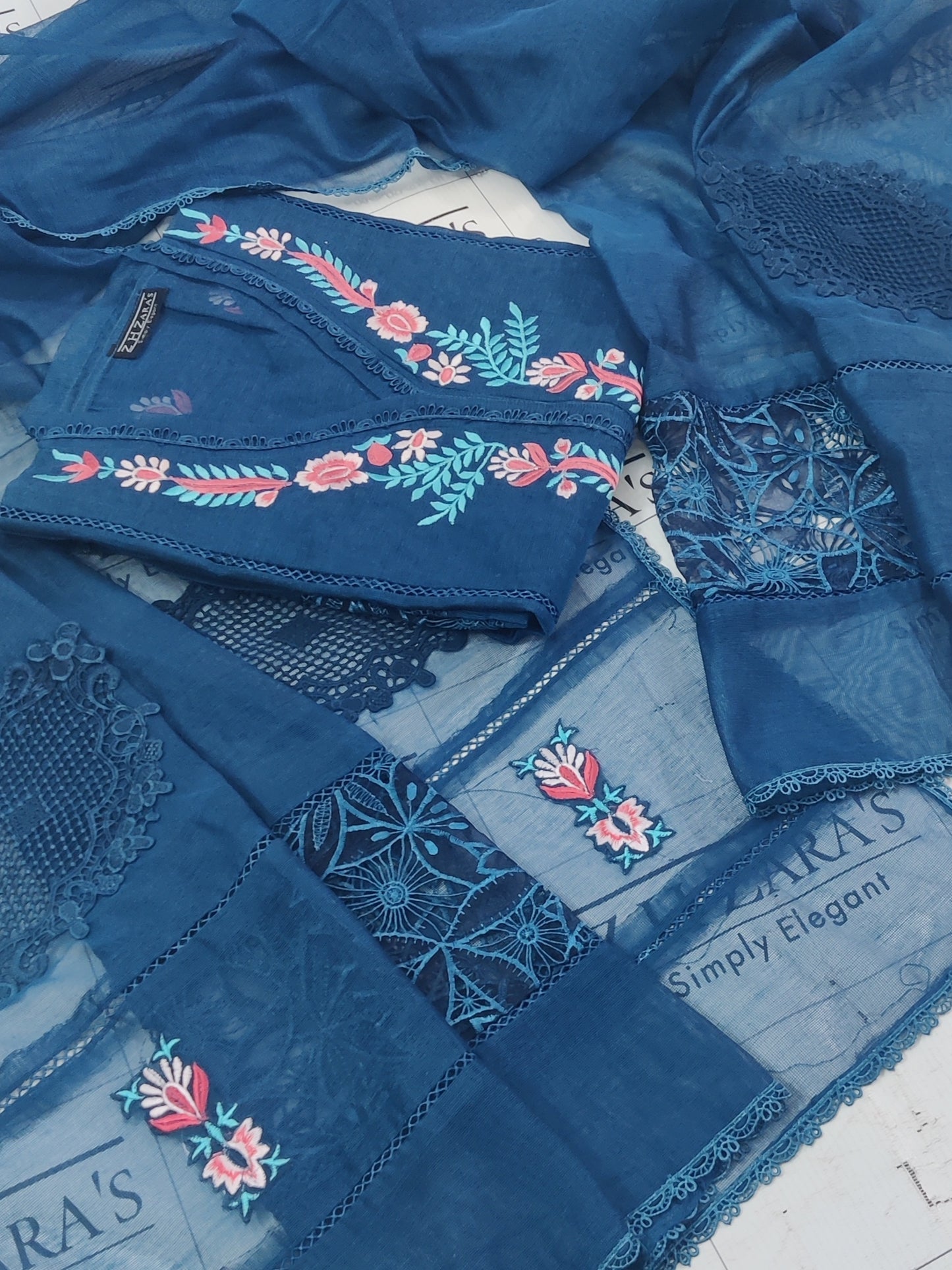 Peacock Blue Blossom 2pc