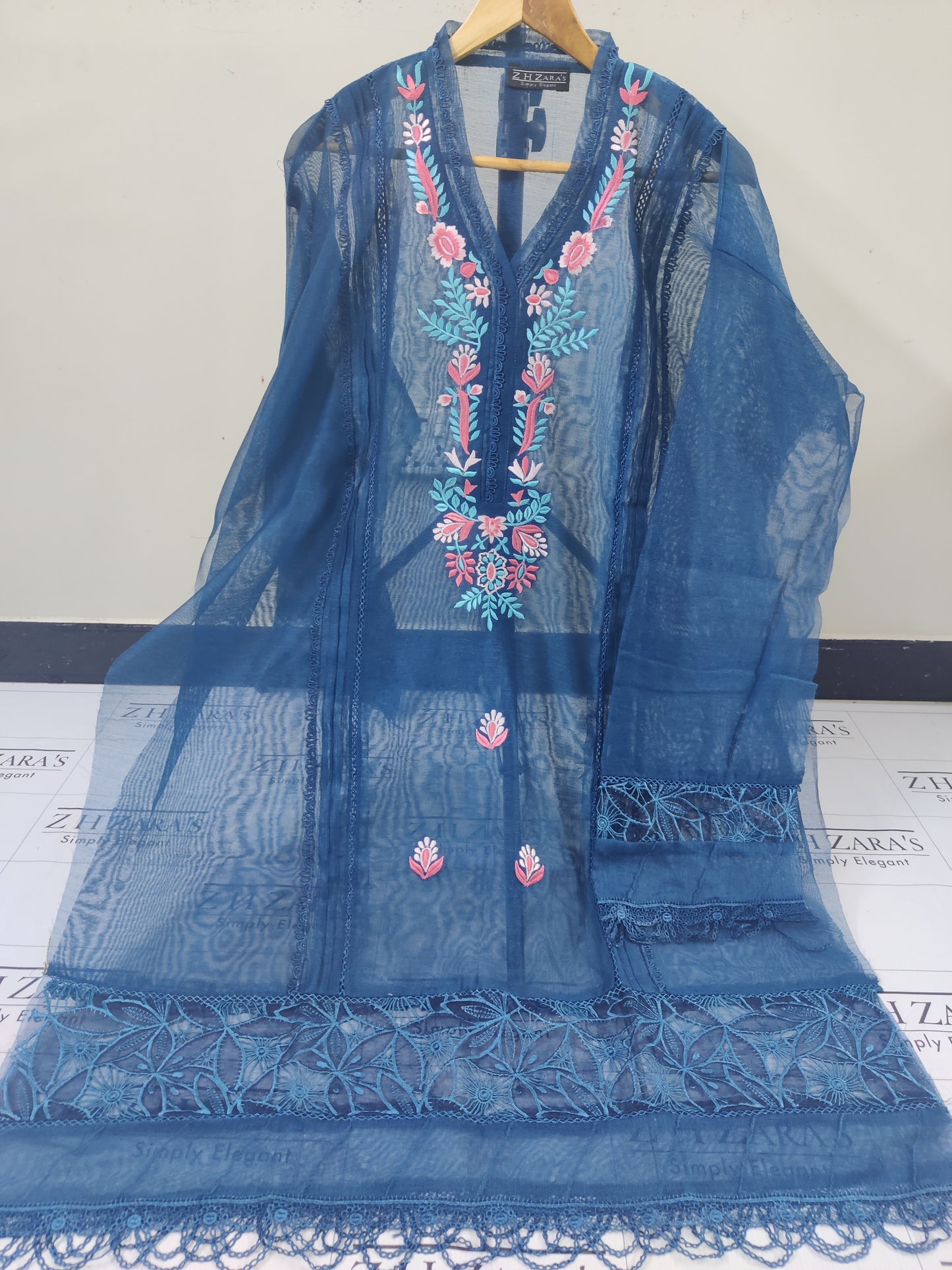 Peacock Blue Blossom 2pc
