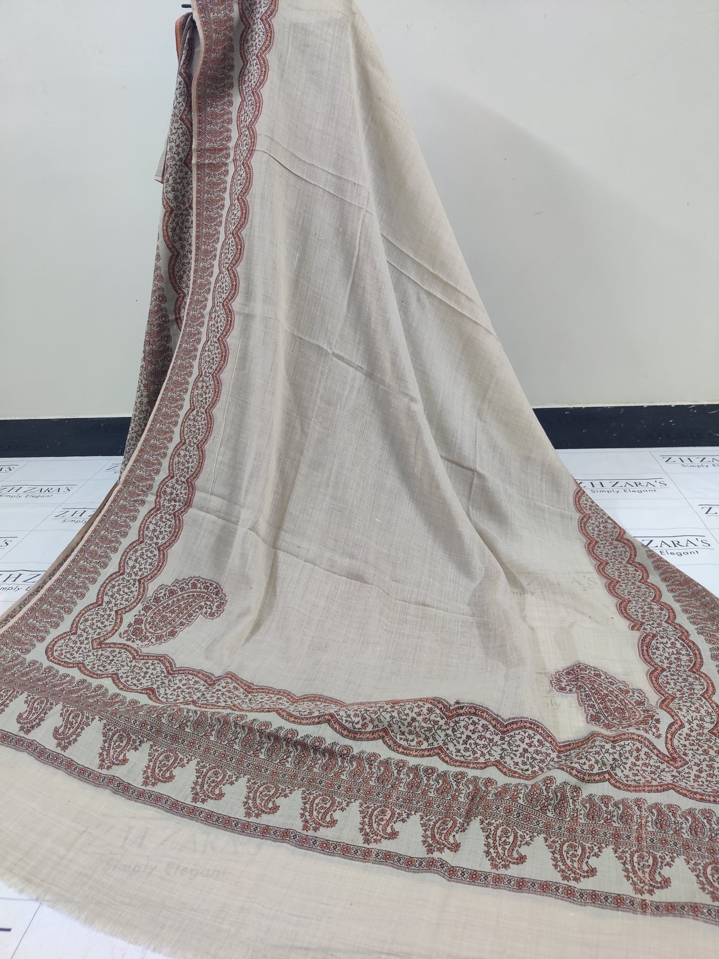 Beige Double Kani Pashmina 3pc