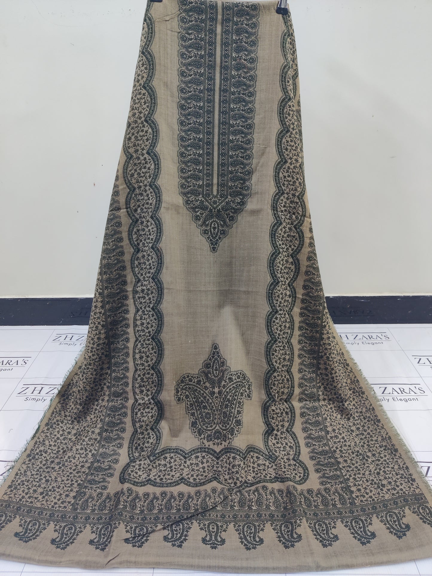 Camel Green Double Kani Pashmina 3pc