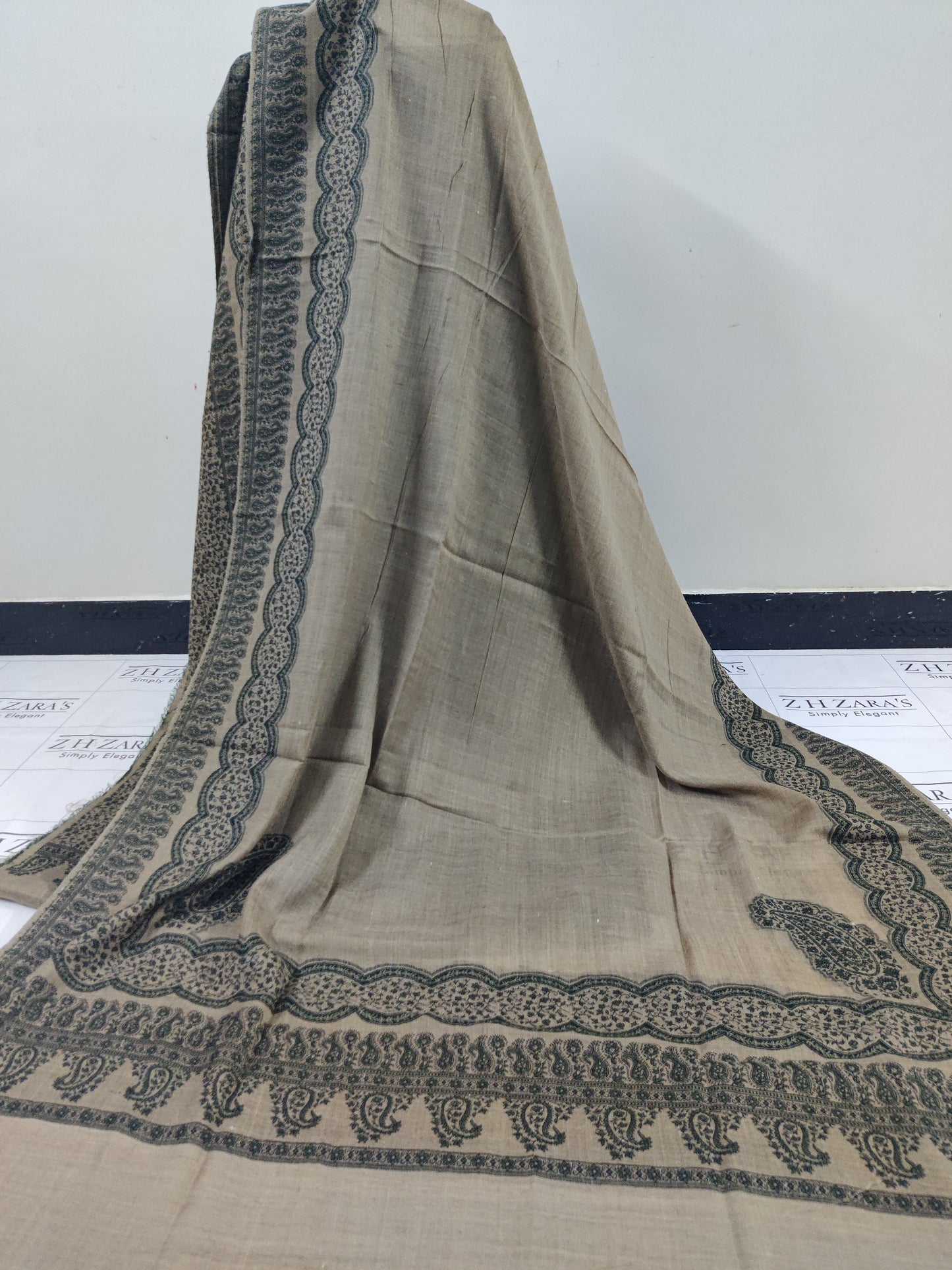 Camel Green Double Kani Pashmina 3pc