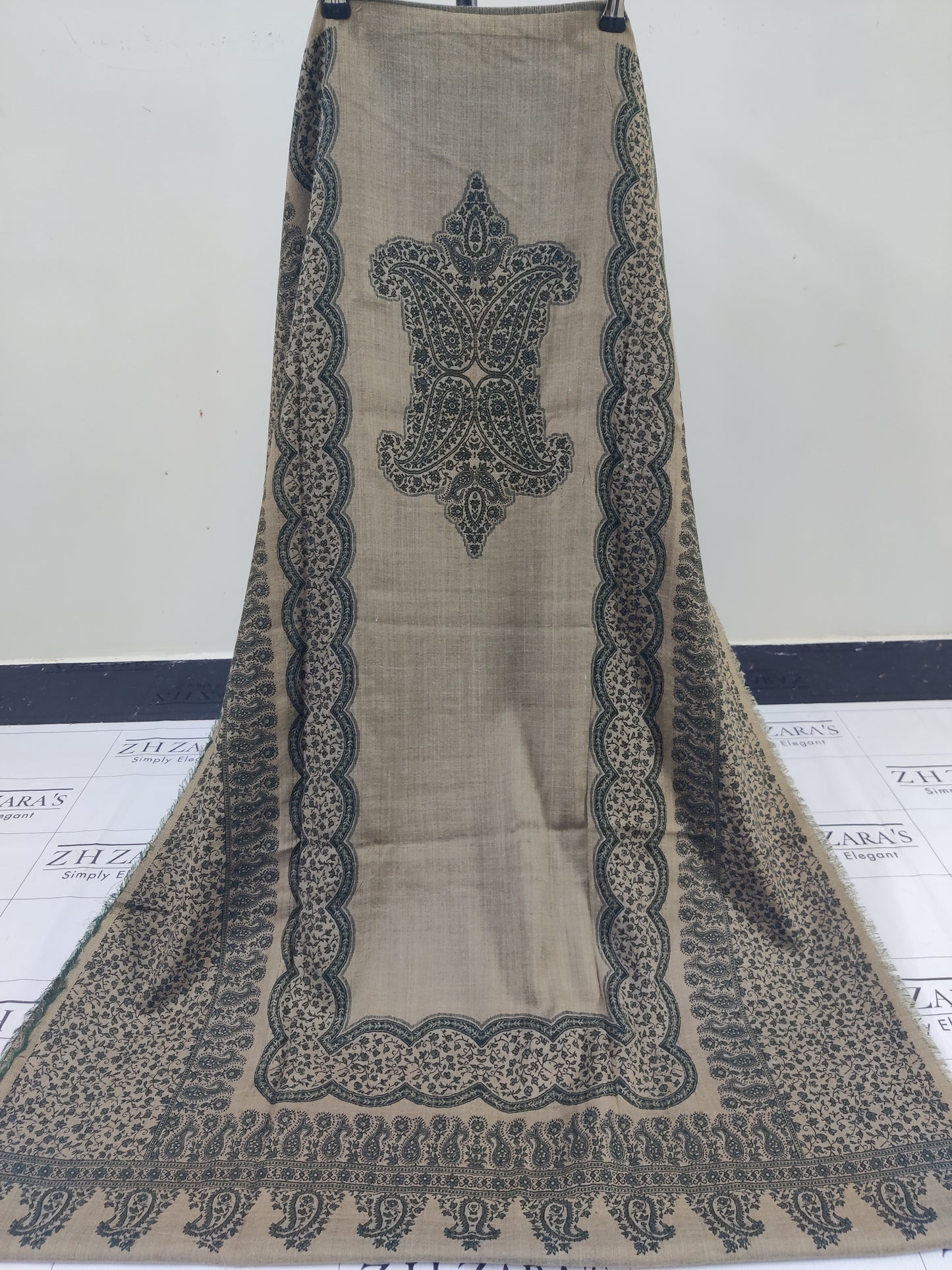 Camel Green Double Kani Pashmina 3pc
