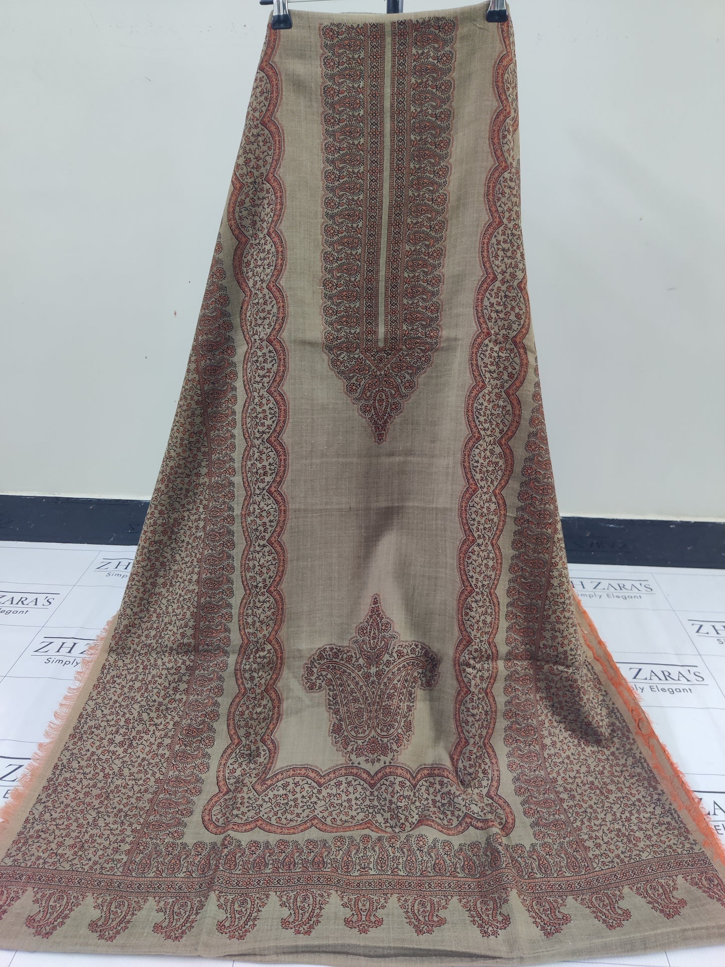 Camel Rust Double Kani Pashmina 3pc