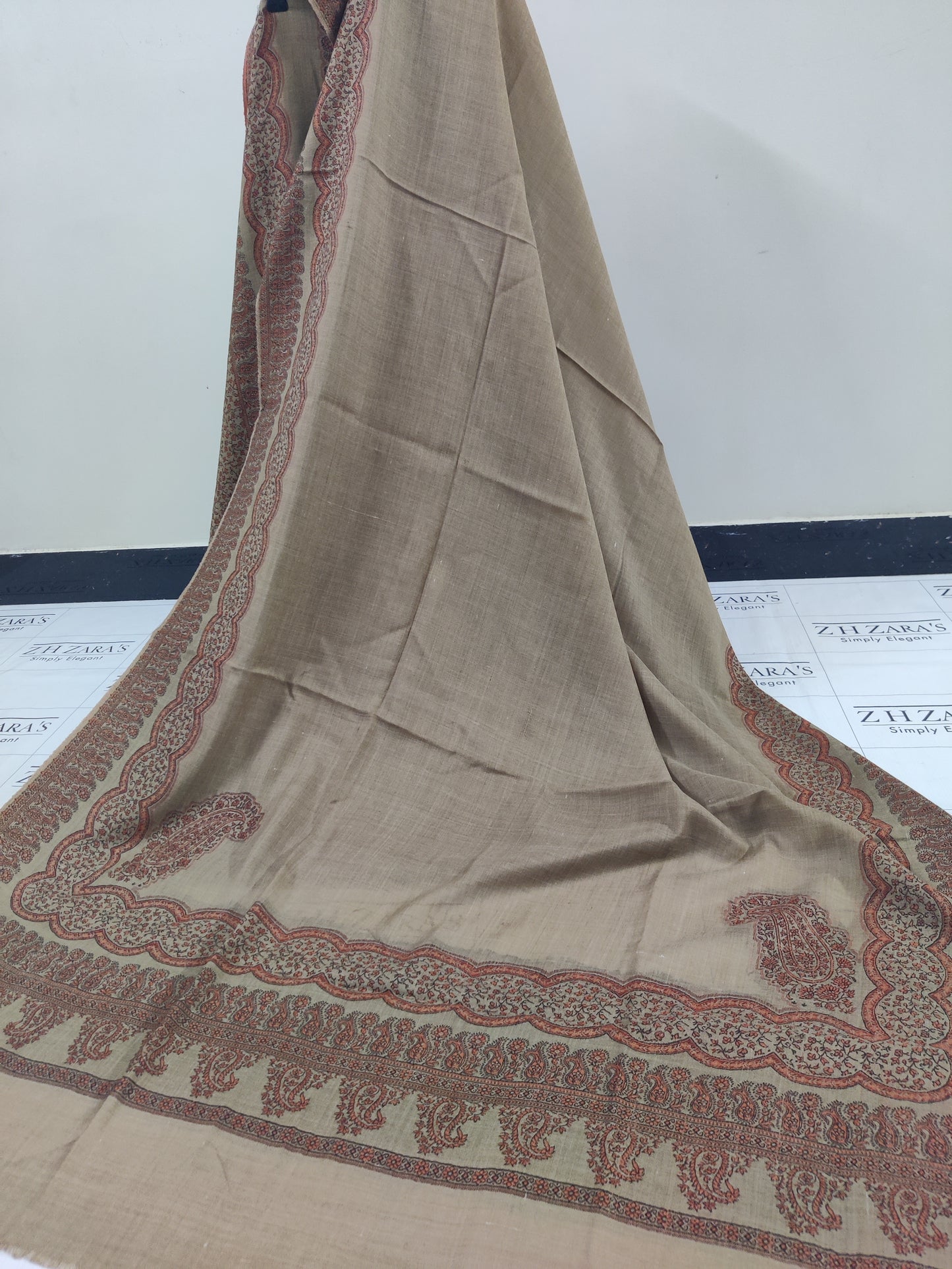 Camel Rust Double Kani Pashmina 3pc