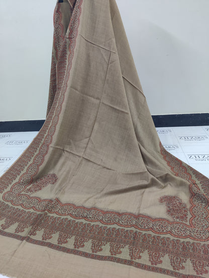 Camel Rust Double Kani Pashmina 3pc