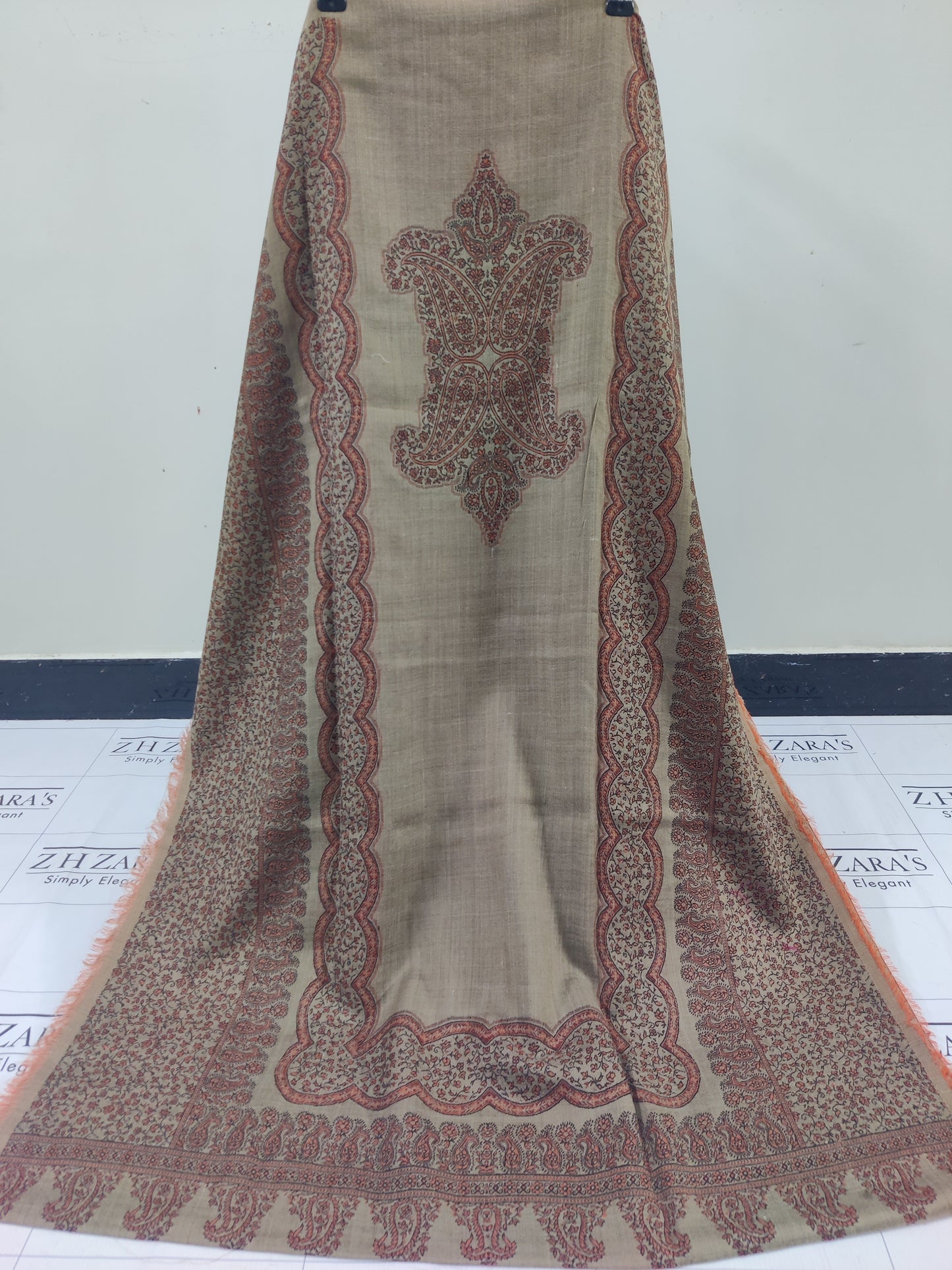 Camel Rust Double Kani Pashmina 3pc