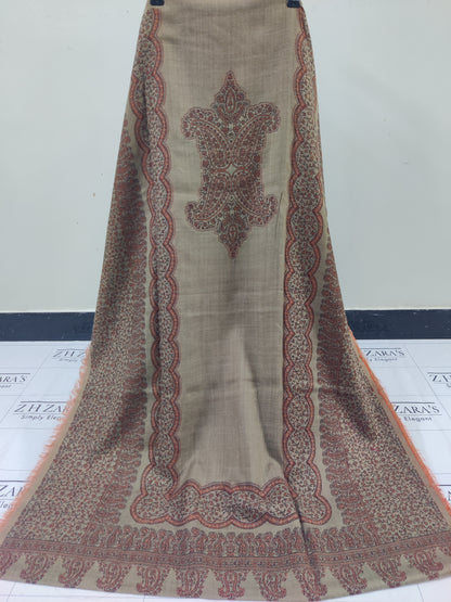 Camel Rust Double Kani Pashmina 3pc