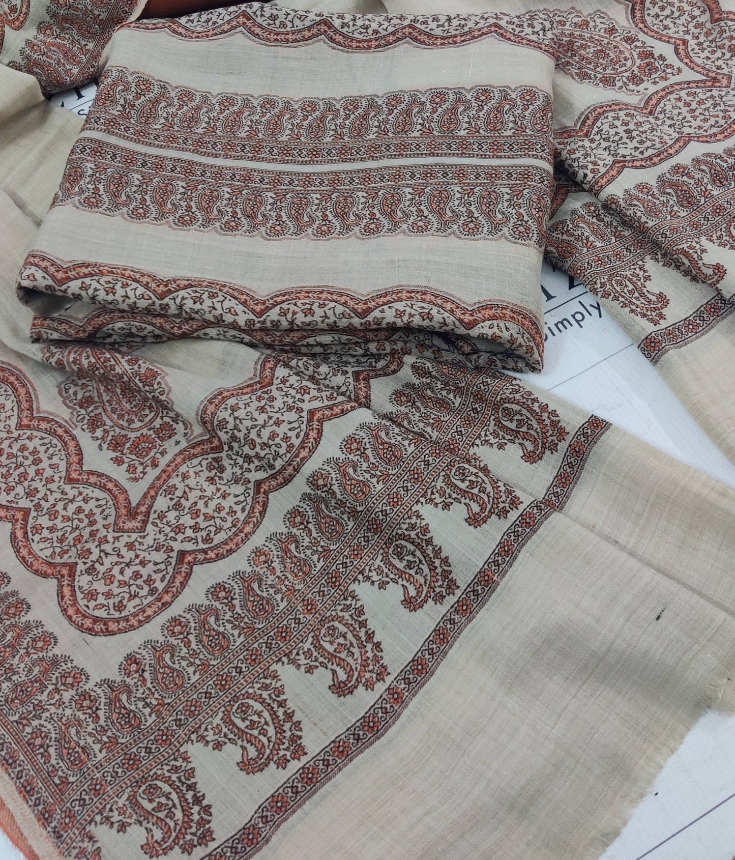 Beige Double Kani Pashmina 3pc
