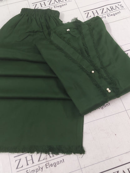 Bottle Green Pashmina 2pc Stitched